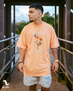 Monarch x BÜDS signature oversized fit coral tee